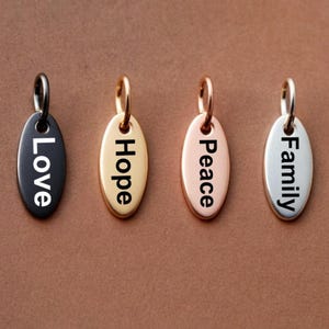 50 Personalized Charm, Gold Silver Custom Charm, Stainless Steel Logo Charm Beads, Laser Engraved Charm Beads For Bracelets Jewelry Making