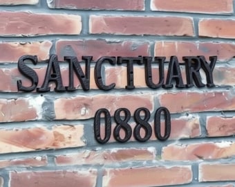 Letras de metal preto, números de casas modernas, números de metal, letras de casa, letras de decoração de casa personalizadas, decoração de parede para placas, restaurante