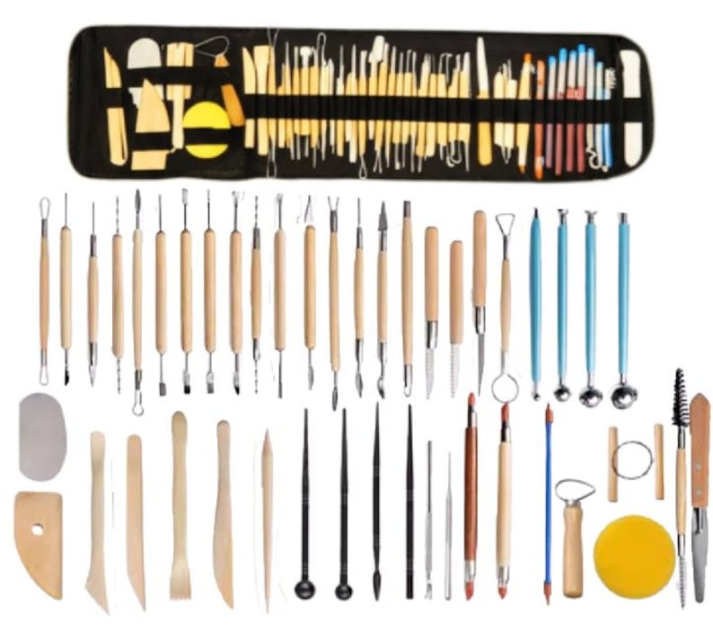 51 Pcs Pottery Tool Set - Clay Sculpting Tools - Pottery Supplies Kit - Outils Poterie - Carving Tools - Modeling Tools - Ceramic Art Tools image 1