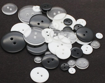 White Black Transparent Two Hole Buttons, Round Plastic Buttons, Sewing Buttons, 8mm 9mm 10mm 11mm 13mm 14mm 15mm