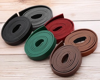 Leather Strap - Brown Black White Red Green - Flat Cowhide Leather Strap - Leather Strip - Brown Strip - Tooling Leather - 10 mm Bracelet