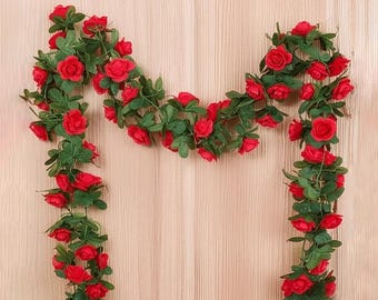 Flower Garland Artificial Flowers Faux Rose Vine Hanging Ivy Wedding Home Wall Garden Decor Hanging Party Gift for Her Floral Baby Shower