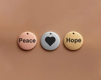 50 Custom Charm, 8 mm Stainless Steel, Personalized Pendant, Logo Round Charm, Laser Engraved Charm Bracelets Rose Gold Jewelry Making