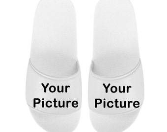 Pantoufles personnalisées - Cadeau de pantoufles photo personnalisées - Sandales pour votre entreprise, événement ou mariage - Diapositives personnalisées - Concevez vos propres tongs