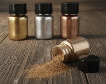 Pigmento para resina, polvo metálico dorado y plateado, juego de purpurina iridiscente dorada, colorante perlado, pigmento perlado, decoración de resina UV.