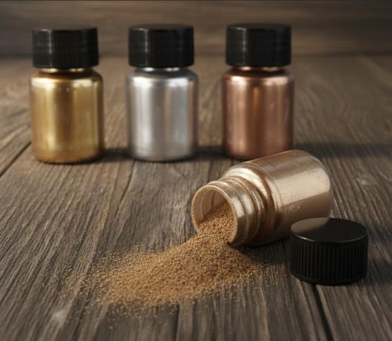 Pigment for Resin, Metallic Gold Silver Color Powder, Gold Iridescent Glitter Set, Pearlescent Colorant Pearl Pigment Dye UV Resin Decor