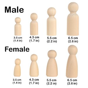 50 Pcs Wooden Peg Dolls - Unfinished Peg People Family - Natural Peg Dolls Blank Kit - Bulk Poupée Bois à Peindre - DIY Craft Supplies image 2