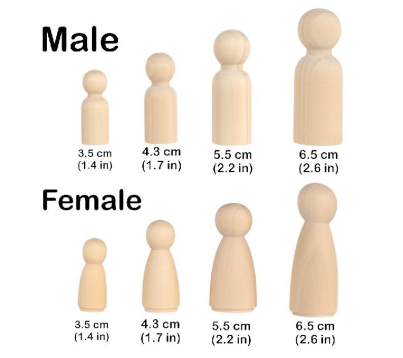 50 Pcs Wooden Peg Dolls - Unfinished Peg People Family - Natural Peg Dolls Blank Kit - Bulk Poupée Bois à Peindre - DIY Craft Supplies image 2