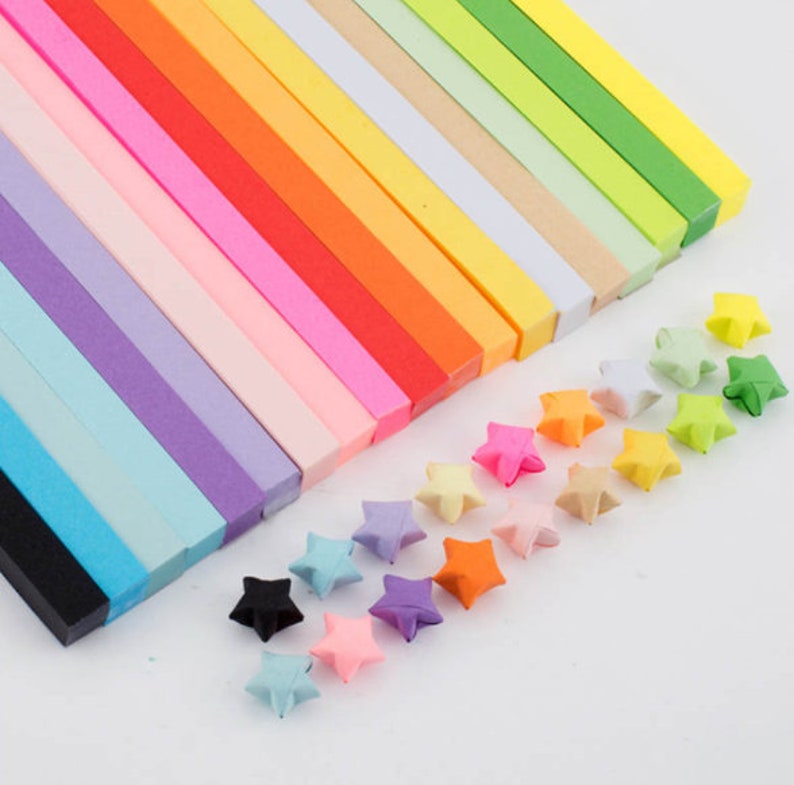 Origami Star Paper Strips Star Folding Paper Rainbow Origami Etsy