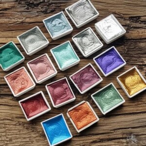 12 Colors Solid Watercolor Paints Set Textured Pearlescent Pigment Metallic Glitter Portable Painting Art Supplies Pallette d Acuarela Suit image 4