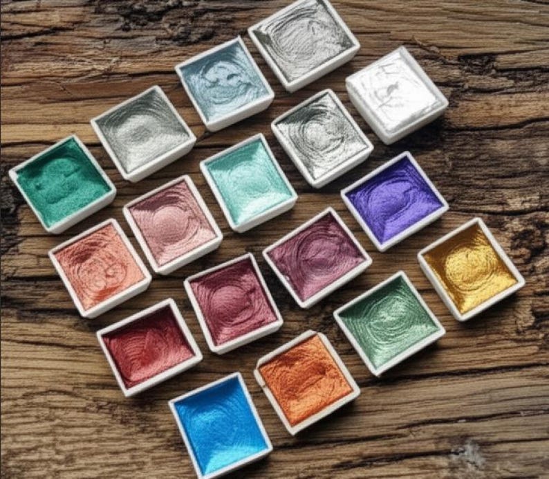 12 Colors Solid Watercolor Paints Set Textured Pearlescent Pigment Metallic Glitter Portable Painting Art Supplies Pallette d Acuarela Suit image 4