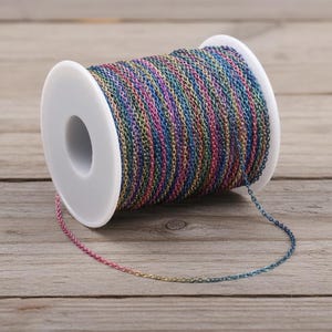 Cadena de joyería arcoíris - 1,5 mm 2,5 mm - Cadena de cable plana al por mayor - Cadenas de eslabones ovalados - Suministros para hacer joyas, accesorios, collares y pulseras imagen 1