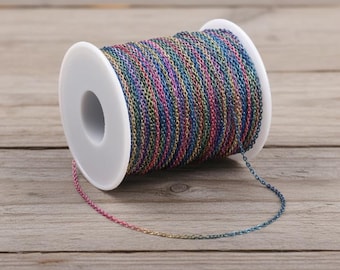 Rainbow Jewelry Chain - 1.5 mm  2.5 mm - Wholesale Flat Cable Chain - Oval Link Chains - Jewelry Making Supplies Findings Necklace Bracelet