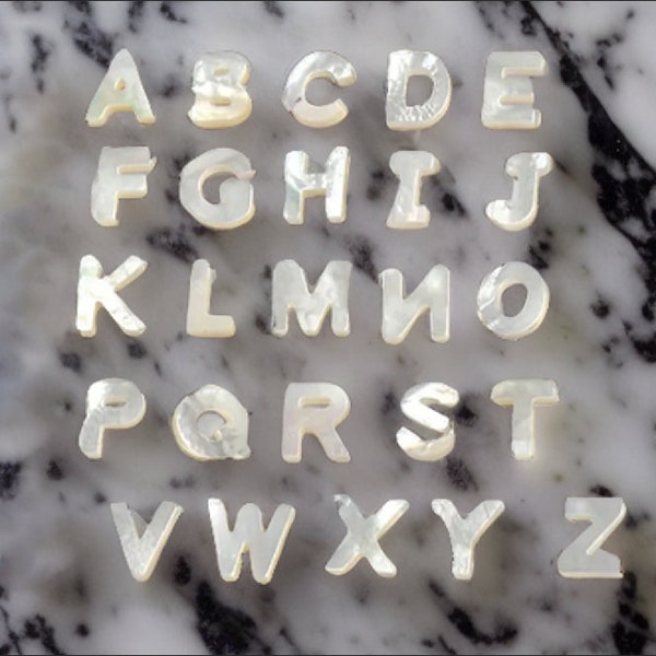 Pearl Alphabet Bead Spacer Beads - Pearl Shell Alphabet Letter Beads - A-Z Capital Letters Charm Pendant - Alphabet Charm - Initial Jewelry