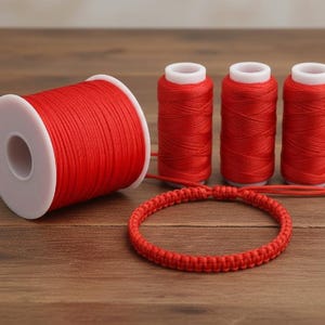 Red Braided Nylon Jewelry Cord 0.2 mm 0.4 mm 0.6 mm 0.8 mm 1 mm 1.5 mm 2 mm - Beading String Thread  - Chinese Knotting Cord Macrame Wire