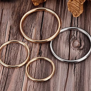 Metall O-Ringe - Geschweißte Metallschlaufen - Runde Ringe - Gold Silber Makramee und Bastelschlaufe - Strapazierfähig, mehrere Größen - Kreisschnalle