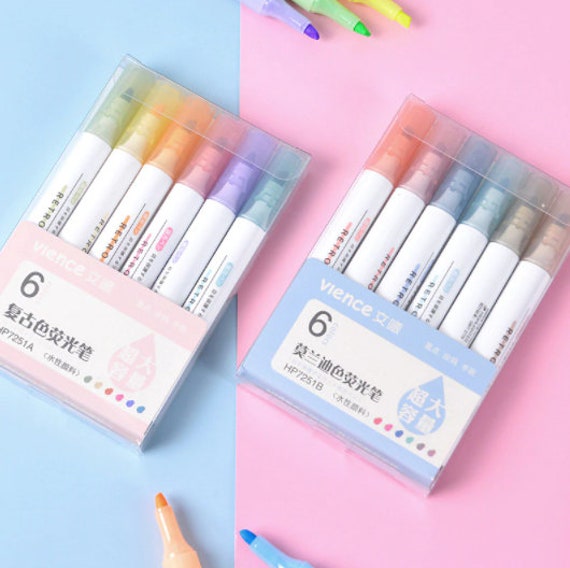 6pcs Study Things Mild Color Highlighter Marker Pens Set Stationery Pattern  Spot Liner for Drawing Office
