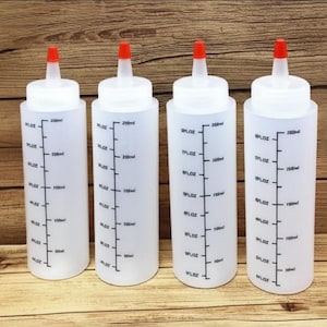 5 Pcs Plastic Paint Bottles with Cap - Squeeze Bottles with Measurements - 250 ml - 8 Oz