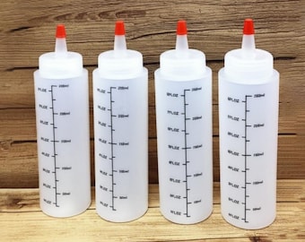5 Pcs Plastic Paint Bottles with Cap - Squeeze Bottles with Measurements - 250 ml - 8 Oz