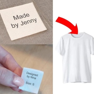 Custom Iron On Labels, Personalized Sewing Label With Logo or Text, Cotton tags for Knitted Clothing, Personalizada, Fabric Tags,  Knitting