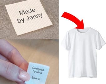 Anpassade stryketiketter, personlig syetikett med logotyp eller text, bomullsetiketter för stickade kläder, anpassning, tygetiketter, stickning