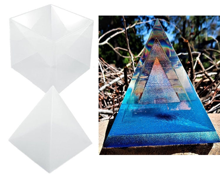 issdem 2 Packs Prymids Resin Molds, Large Silicone Pyramid Molds for Resin,  6 Inch Height Resin Pyramid Molds for DIY Orgonite Orgone Pyramid
