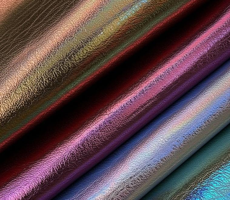 Metallic Leather Sheet - PU Leather Fabric - Shiny Leatherette Fabric - Scrap Upholstery Leather Pieces - Sythetic Leaher- Scraps Crafting