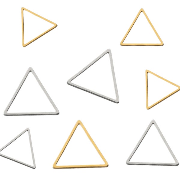 20 Pcs Anti Tarnish Gold Silver Triangle Charms - Triangle Pendant Charm - Beading Hoop Connector Link Open Back Bezel Frame Jewelry Making