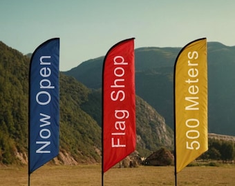 Bandeira de pena personalizada - Bandeira de negócios personalizada - Bandeira de boutique com logotipo - Bandeira de pé - Bandeira de loja - Crie a sua própria - Exiba