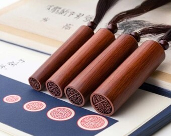 Custom Round Japanese Hanko Chop - Personalized Japanese Name Stamp - Chinese Name Stamp - Chinese Name Seal - Wood Japanese Stationery