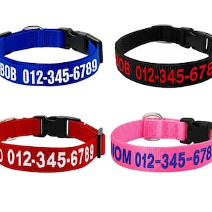 Personalized Dog Collar, Custom Collar Embroidered with Pet Name Phone Number, Pet Collar, Personalized Dog Collar, Small Medium Large Dogs