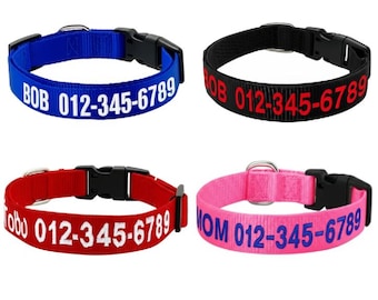 Personalized Dog Collar, Custom Collar Embroidered with Pet Name Phone Number, Pet Collar, Personalized Dog Collar, Small Medium Large Dogs
