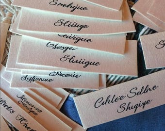 1000 Custom Clothing Labels - Personalized Cloth Tags for Clothes Fold Over Cloth Labels Handmade -  Cream Beige Fabric Sew in Sew on Labels