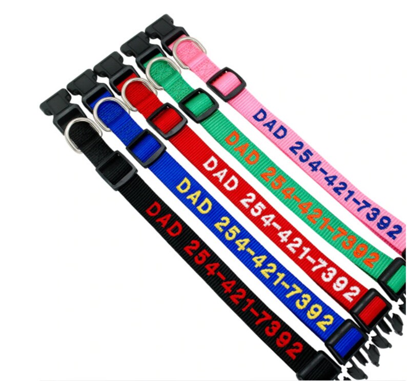 Personalized Dog Collar Custom Collar Embroidered With Pet Etsy