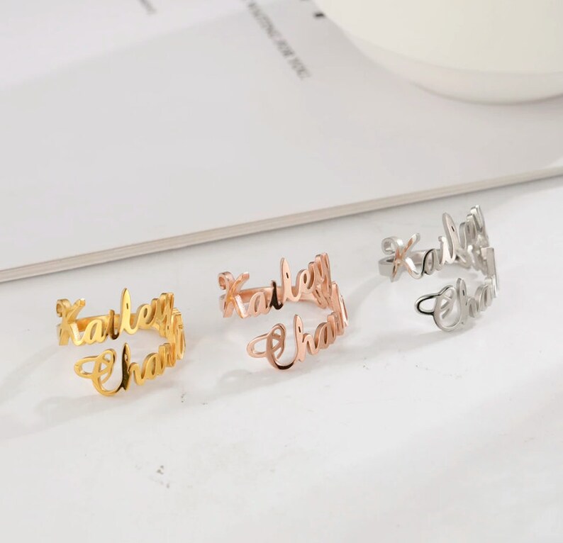 Custom Engraved Adjustable Name Ring With Birthstones – Black Diamonds New York