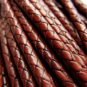 Cowhide Leather Cord - 3mm 4mm 5 mm - 1 Meter - Bolo Braided, Hunter Leather Cord - Round Leather Cords For Jewelry Making - Black Brown