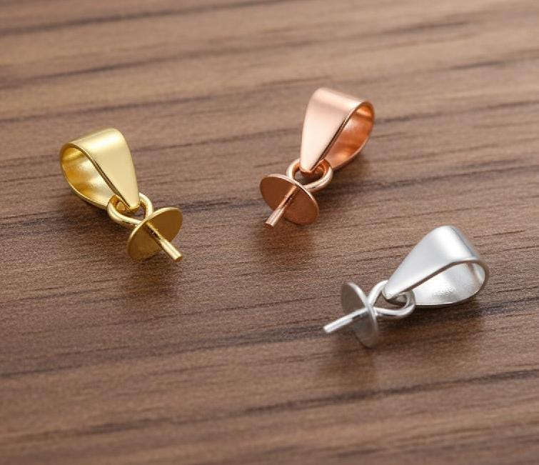 Solid 9ct Yellow Gold Snap On Pendant Bail – Small Connector 5mm X 2mm, Findings, Free Post