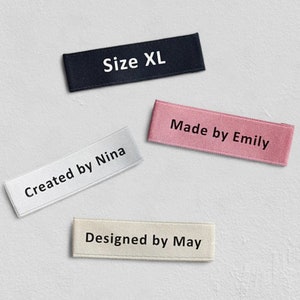 Custom Clothing Labels -  Fabric Sew in Sew on Labels - Personalized Cloth Tags for Clothes End Fold Cloth Labels Knitting Quilts Pink Beige