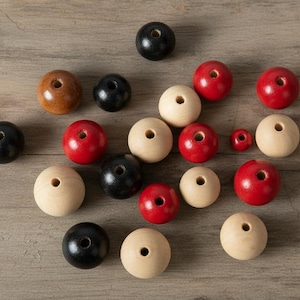 Natural Wood Beads 4mm - 20 mm, Bead Destash, Unfinished Wood Beads, Round Beads, Jewelry Supply Large Wooden Beads Macrame, Brown Red