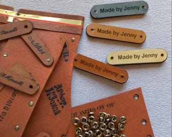 ネジ付き手作り革タグ：かぎ針編み、編み物、縫製ラベル - Etsy 日本