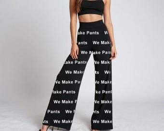 Aangepaste broek, aangepaste broek, gepersonaliseerde pyjama, hoge taille wijde pijpen, uniseks, cadeau voor hem, haar vrouw vriendin, grappig cadeau voor vrouwen
