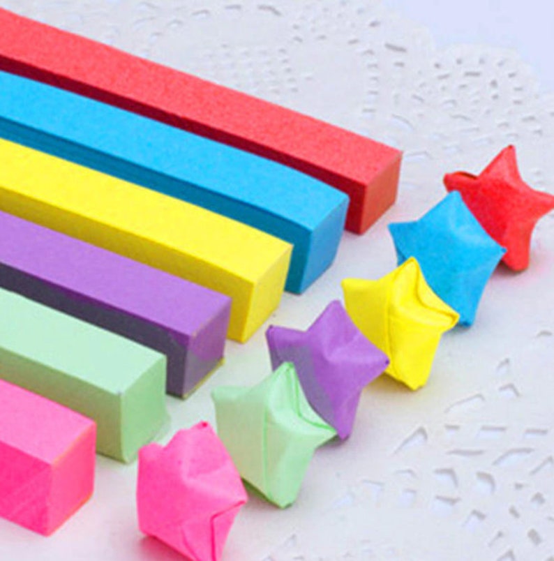 Origami Star Paper Strips Star Folding Paper Rainbow Origami Etsy