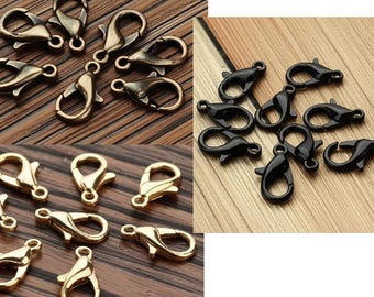 Lobster Clasps 10mm 12mm 14 16 18 21 23 mm Lobster Clasp Jewelry Clasps, Metal Clasps Necklace Supplies - Gold  Bronze Black Bulk Alloy