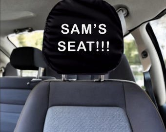 Reposacabezas personalizado de 2 piezas - Fundas para reposacabezas de coche personalizadas - Diseño de logotipo con nombre personalizado - Asiento de coche hecho a pedido - Regalo para amantes de los coches