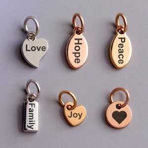 30 Custom Stainless Steel Charm, Gold Silver Personalized Charm, Logo Charm Beads, Laser Engraved Charm Beads For Jewelry Bracelets Making