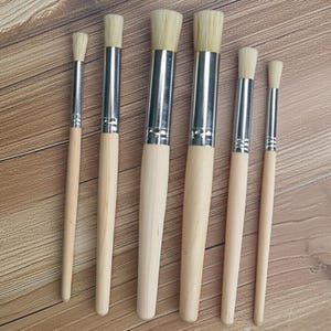 6-delige penseel, dikke aquarelpenseel, artistiek penseel, schilderij kunstbenodigdheden, olieverfborstels, platte schilderborstels, houten kunstenaar