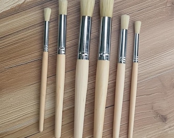 6-delige penseel, dikke aquarelpenseel, artistiek penseel, schilderij kunstbenodigdheden, olieverfborstels, platte schilderborstels, houten kunstenaar