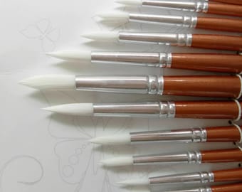 12 Stk. Pinsel - Aquarellbürsten - Ölfarbenpinsel - Flache Malpinsel - Holzkunst Künstlerbedarf - Nylon Haardetails