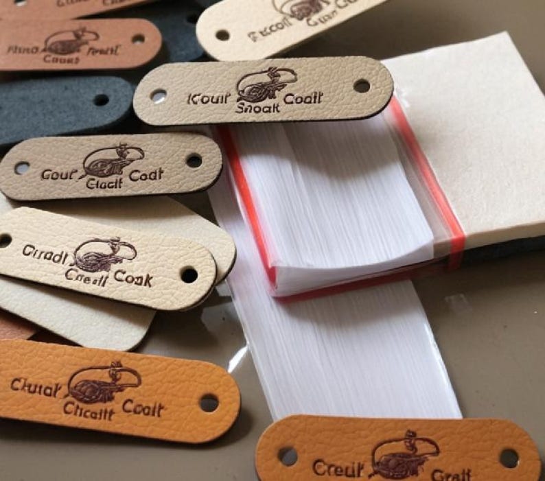 Riveted Label 30 Custom Labels With Rivet, Knitting Beanie Tags, Personalized Leather ...