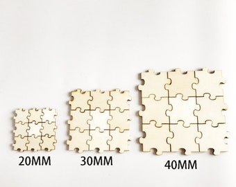 3mm 25 Piece Wooden Jigsaw Square Unpainted MDF Craft Blanks Wood 